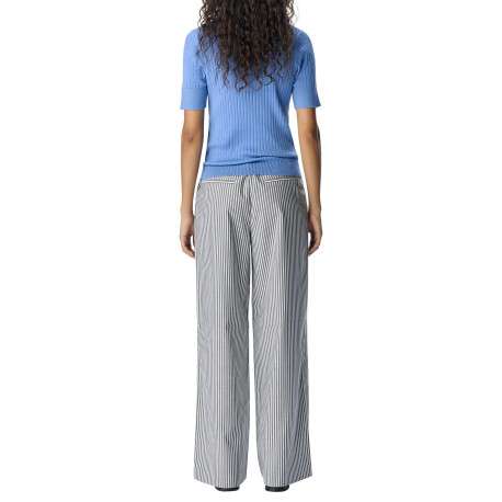 Pantalon chino blanc à rayures pourvu d'une coupe bootcut et d'une taille haute - Image 4