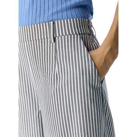 Pantalon chino blanc à rayures pourvu d'une coupe bootcut et d'une taille haute - Image 5