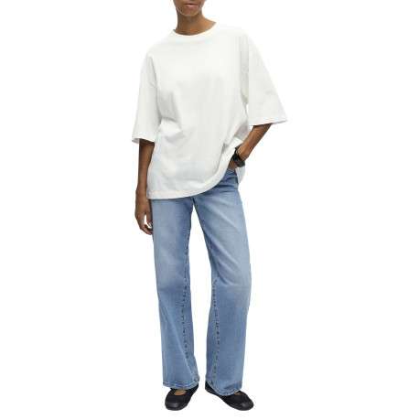 T-shirt en coton biologique blanc uni pourvu d'une coupe oversize - Image 2