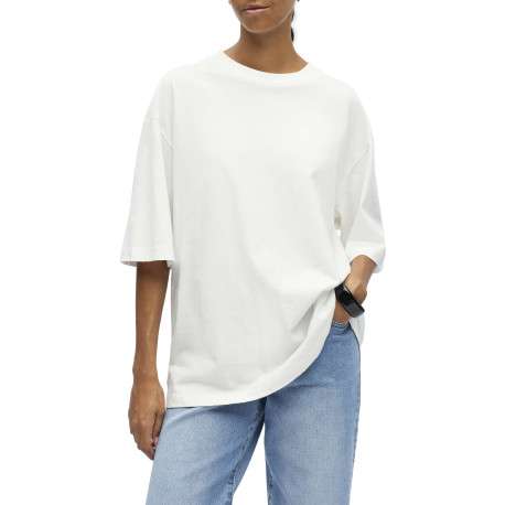 T-shirt en coton biologique blanc uni pourvu d'une coupe oversize - Image 4