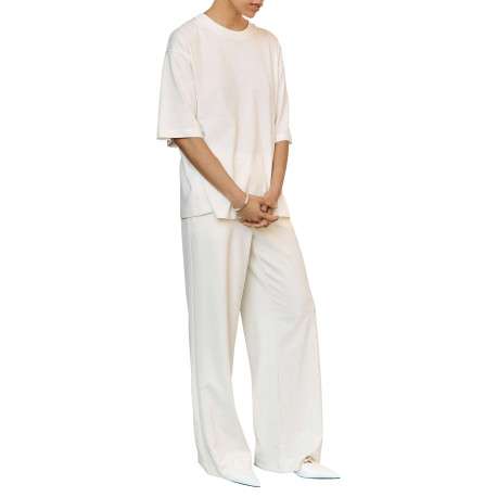 T-shirt en coton biologique blanc uni pourvu d'une coupe oversize - Image 6