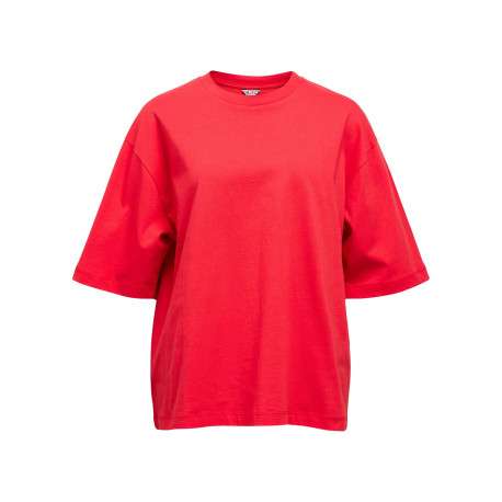 T-shirt en coton biologique rouge uni pourvu d'une coupe oversize
