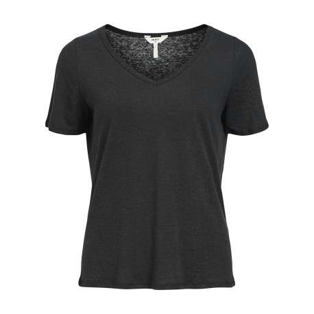T-shirt noir uni pourvu d'une coupe droite et de manches courtes