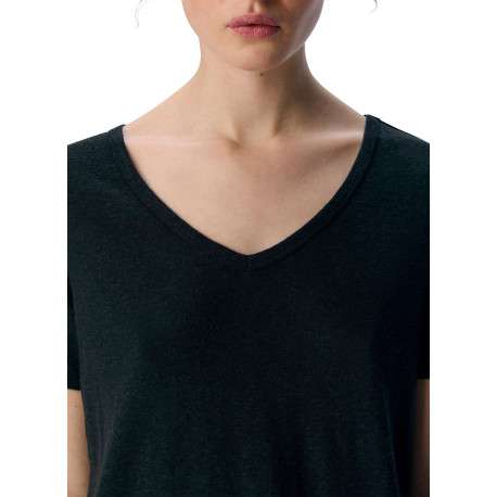 T-shirt noir uni pourvu d'une coupe droite et de manches courtes - Image 5