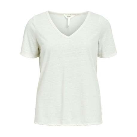 T-shirt blanc uni pourvu d'une coupe droite et de manches courtes