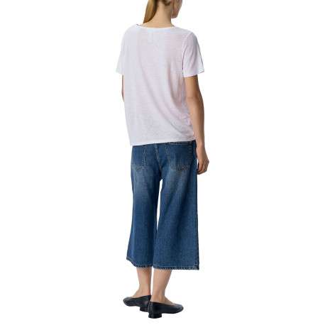 T-shirt blanc uni pourvu d'une coupe droite et de manches courtes - Image 3