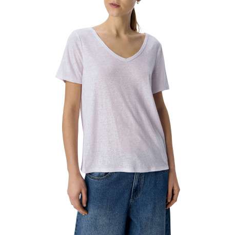 T-shirt blanc uni pourvu d'une coupe droite et de manches courtes - Image 4