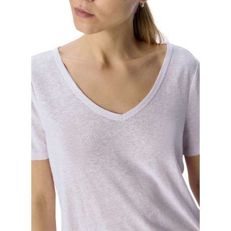T-shirt blanc uni pourvu d'une coupe droite et de manches courtes - Image 5