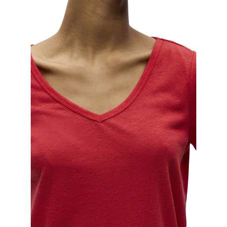 T-shirt rouge uni pourvu d'une coupe droite et de manches courtes - Image 5