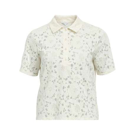 Polo blanc uni pourvu d'une coupe droite et d'un col boutonné