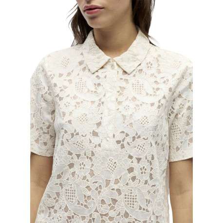 Polo blanc uni pourvu d'une coupe droite et d'un col boutonné - Image 6