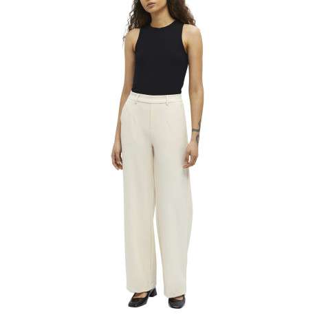 Pantalon chino écru uni pourvu d'une taille haute et d'une coupe bootcut - Image 3