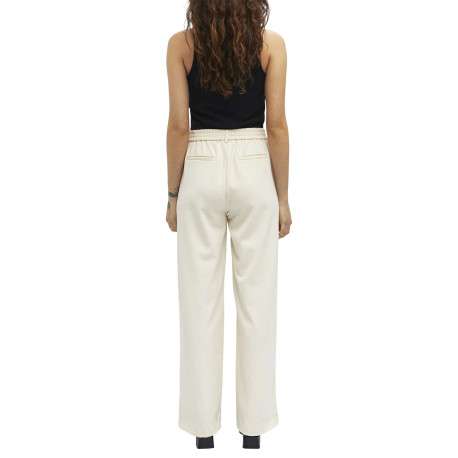 Pantalon chino écru uni pourvu d'une taille haute et d'une coupe bootcut - Image 4