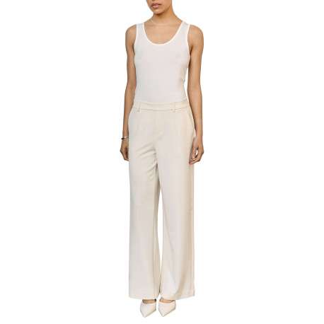 Pantalon chino écru uni pourvu d'une taille haute et d'une coupe bootcut - Image 5