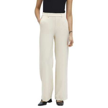 Pantalon chino écru uni pourvu d'une taille haute et d'une coupe bootcut - Image 6