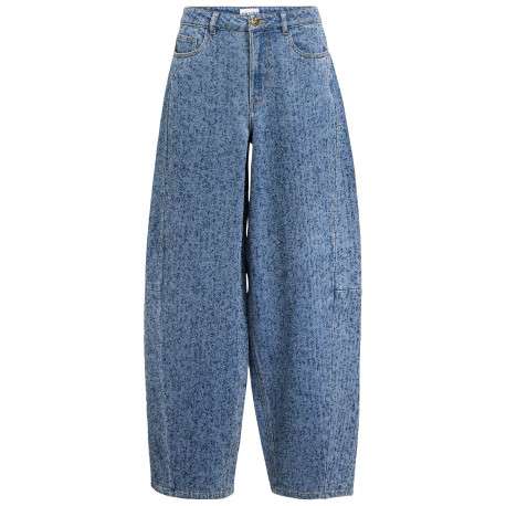 Jean bleu uni pourvu d'une coupe bootcut et d'un taille intermédiaire