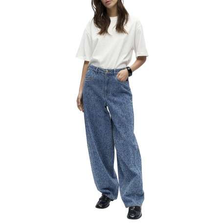 Jean bleu uni pourvu d'une coupe bootcut et d'un taille intermédiaire - Image 2