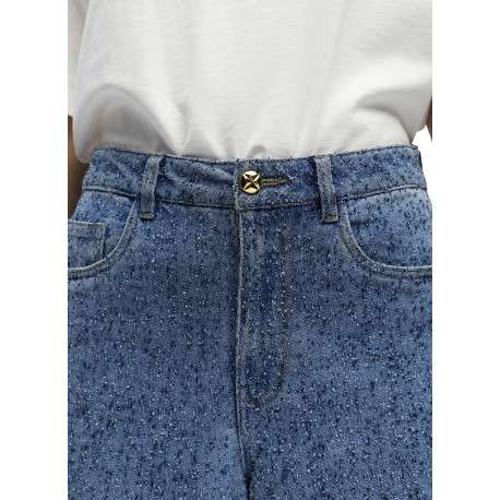Jean bleu uni pourvu d'une coupe bootcut et d'un taille intermédiaire - Image 6