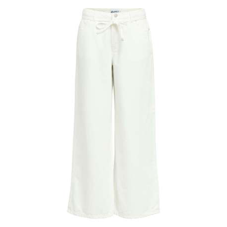 Pantalon blanc uni pourvu d'une coupe bootcut et de multiples poches