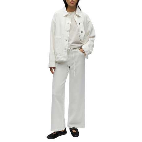 Pantalon blanc uni pourvu d'une coupe bootcut et de multiples poches - Image 2