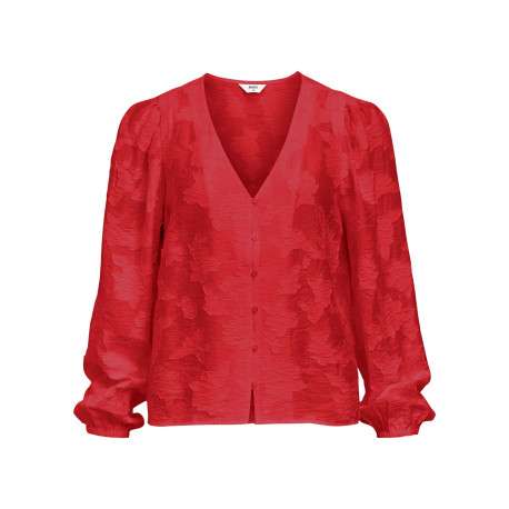 Blouse rouge unie pourvue d'une coupe droite et de manches longues