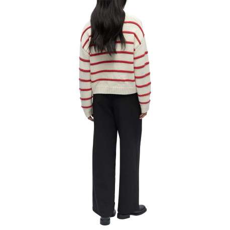Pull beige à rayures pourvu d'une coupe droite et de manches longues - Image 3