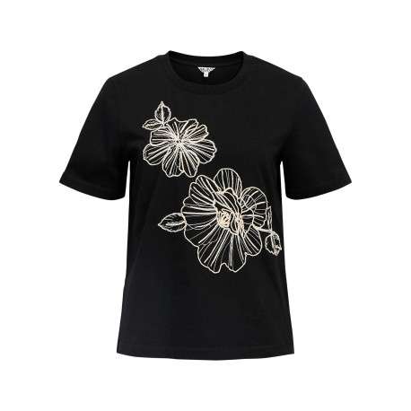 T-shirt en coton noir uni pourvu d'une coupe droite et d'un col rond