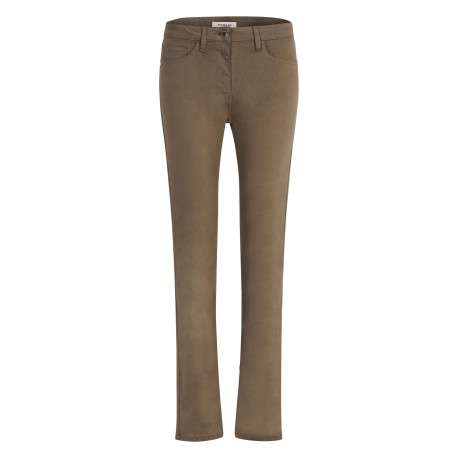 Pantalon chino kaki uni avec une coupe droite à zip et à bouton