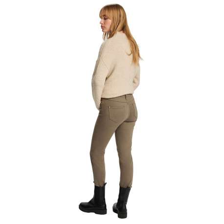 Pantalon chino kaki uni avec une coupe droite à zip et à bouton - Image 3