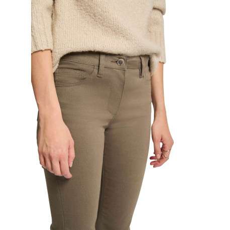 Pantalon chino kaki uni avec une coupe droite à zip et à bouton - Image 5
