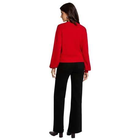 Gilet rouge uni avec une coupe droite et des manches longues - Image 3