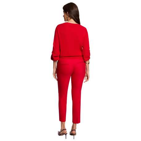 Pantalon Chino rouge uni avec une coupe droite à zip et à bouton - Image 3