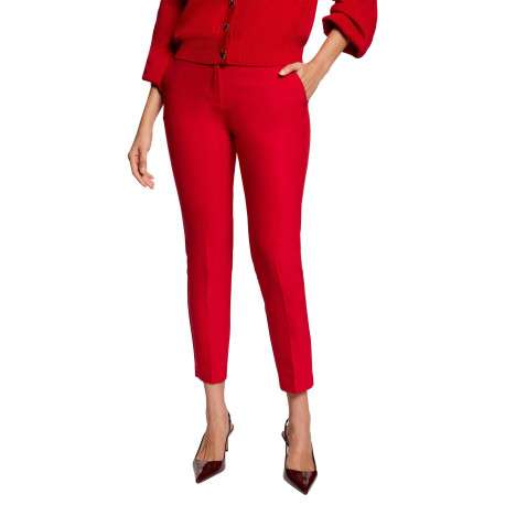 Pantalon Chino rouge uni avec une coupe droite à zip et à bouton - Image 4