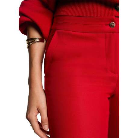 Pantalon Chino rouge uni avec une coupe droite à zip et à bouton - Image 5