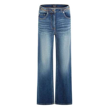 Jean en coton stone uni avec une coupe flare à zip et à bouton