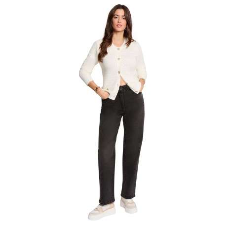 Gilet blanc uni avec une coupe ajustée et des manches longues - Image 2