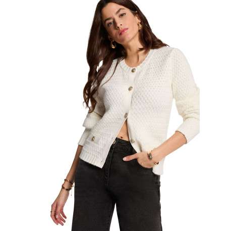 Gilet blanc uni avec une coupe ajustée et des manches longues - Image 4