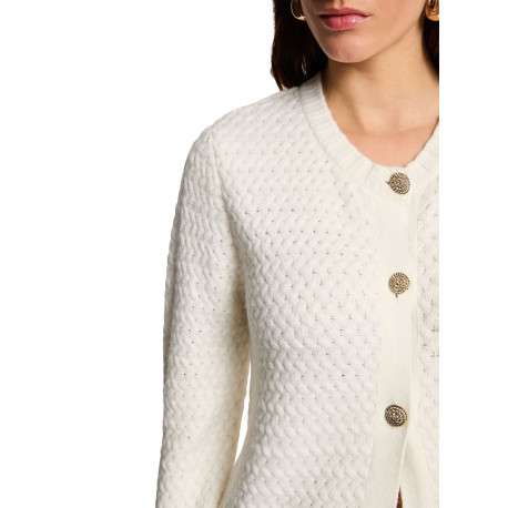 Gilet blanc uni avec une coupe ajustée et des manches longues - Image 5