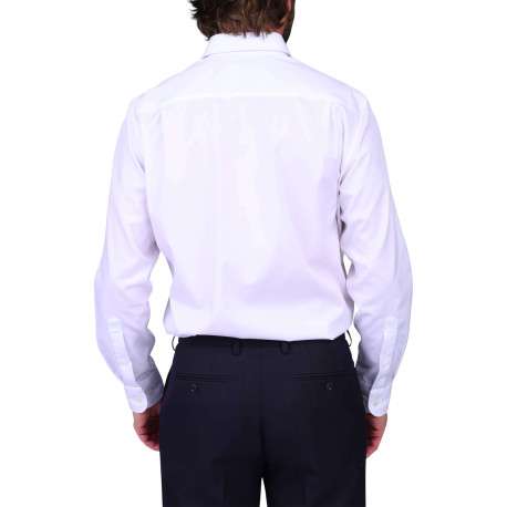 Chemise blanche unie en coton avec une coupe droite et un col à revers - Image 2