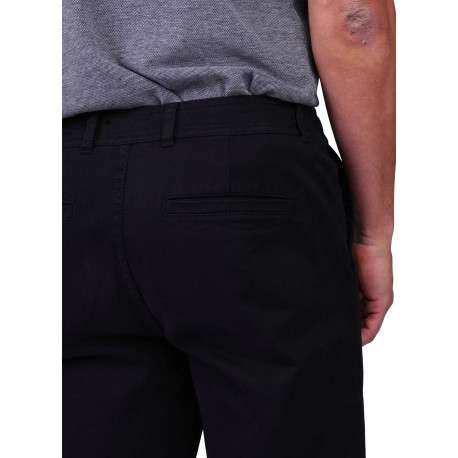 Pantalon chino en coton noir uni avec une coupe ajustée et une taille élastiquée - Image 3