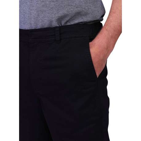 Pantalon chino en coton noir uni avec une coupe ajustée et une taille élastiquée - Image 4