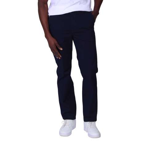 Pantalon chino en coton bleu marine uni avec une coupe ajustée