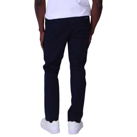 Pantalon chino en coton bleu marine uni avec une coupe ajustée - Image 2