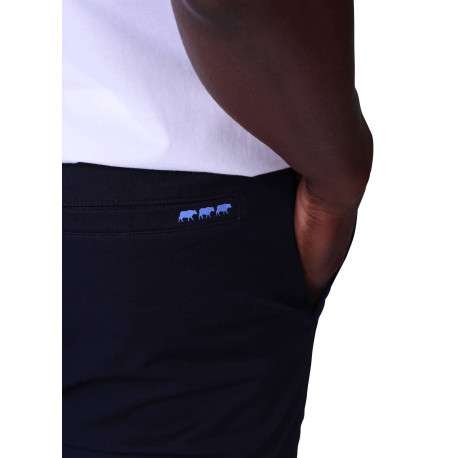 Pantalon chino en coton bleu marine uni avec une coupe ajustée - Image 3