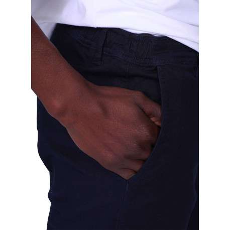Pantalon chino en coton bleu marine uni avec une coupe ajustée - Image 4