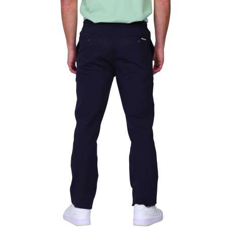 Pantalon jogging marine uni avec une coupe droite à zip et à bouton - Image 2