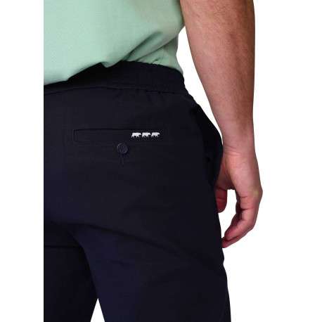Pantalon jogging marine uni avec une coupe droite à zip et à bouton - Image 3