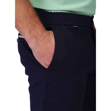 Pantalon jogging marine uni avec une coupe droite à zip et à bouton - Image 4
