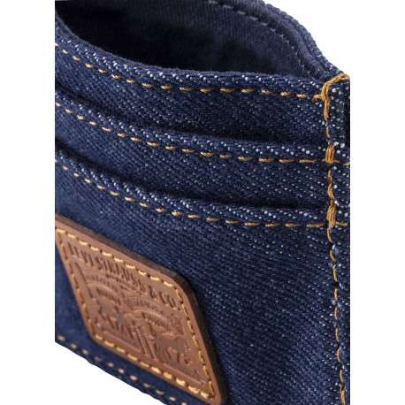 Porte-cartes en coton marine pourvu d'un patch embossé au nom de la marque - Image 5
