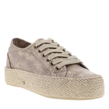 Tennis camel à talon plateau en corde avec des lacets plats - Image 3